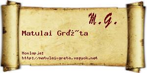 Matulai Gréta névjegykártya